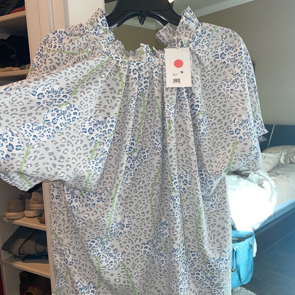 Blue and Green cheetah top